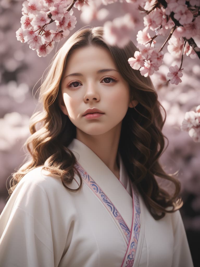 score_9, score_8_up, score_7_up, anime illustration of a girl with long flowing hair under cherry blossoms, soft cel shading, detailed eyes, vibrant