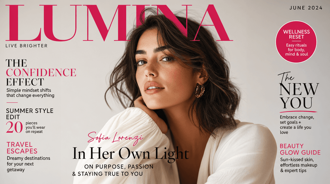 modern magazine cover with title and cover lines, crisp legible type, editorial layout