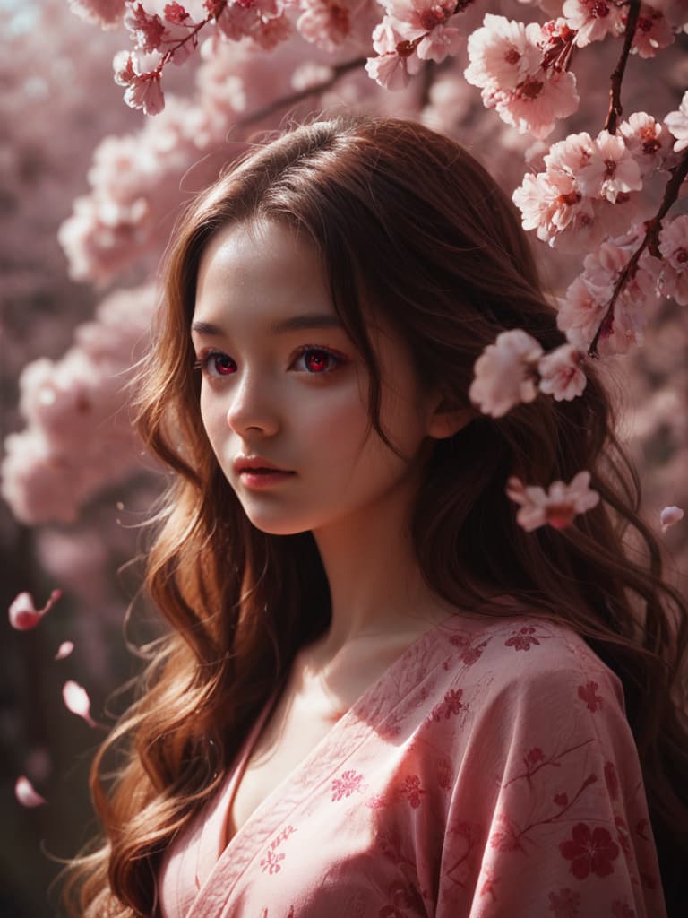 score_9, score_8_up, score_7_up, anime illustration of a girl with long flowing hair under cherry blossoms, soft cel shading, detailed eyes, vibrant