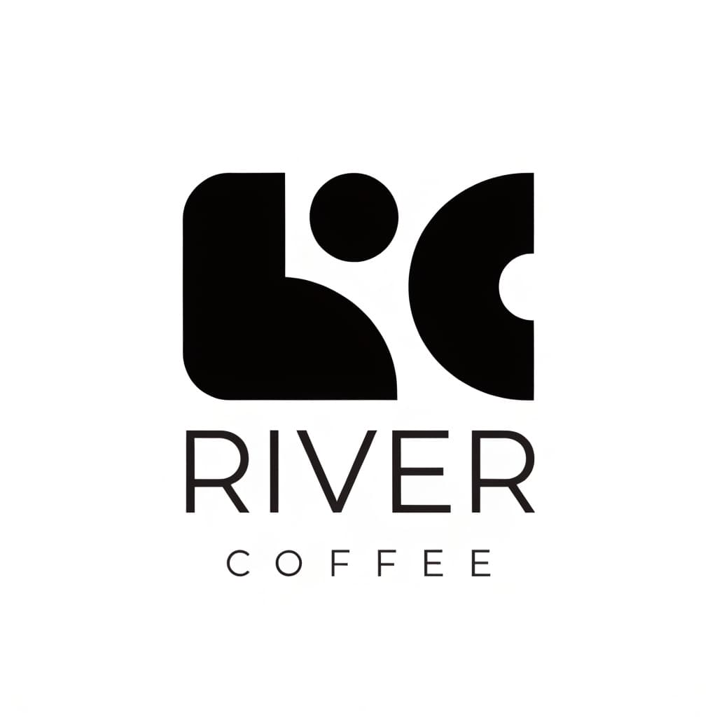 minimalist vector logo for a specialty coffee brand, flat geometric mark, clean brand identity, white background